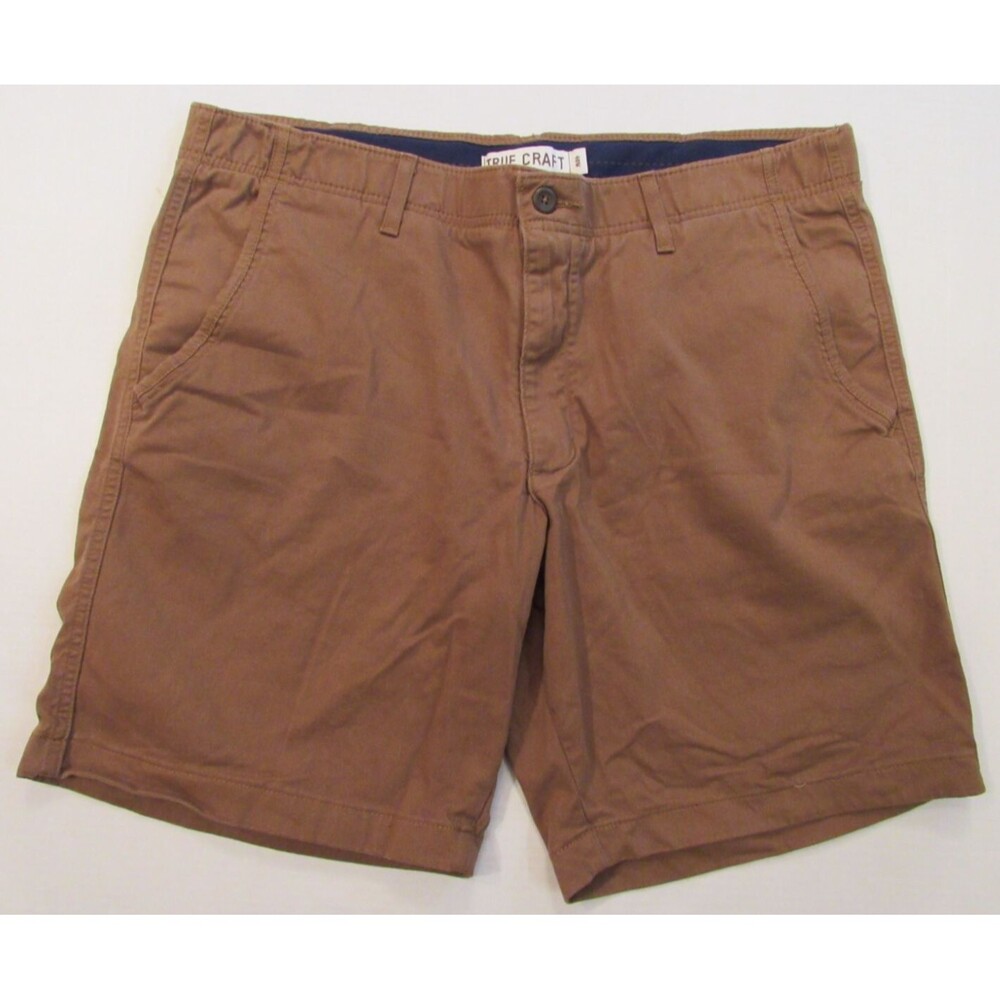 Men's True Craft Brown Chino Flat Front Comfort Shorts Size 40W